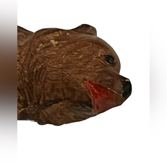 SOLD. Hand Carved Wooden Antique Vintage BEAR  Red Mouth - Picture 4 of 10